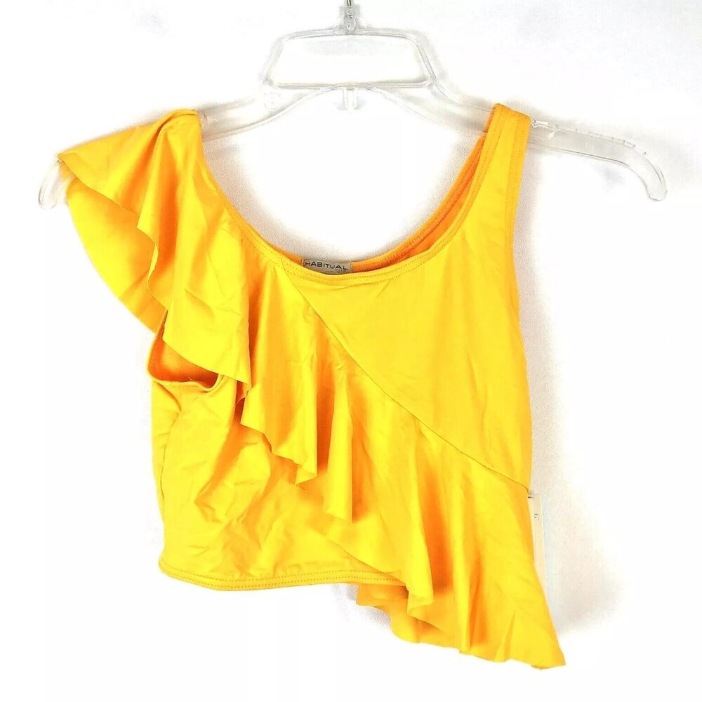 Habitual Girl Single Ruffle Yellow Bikini Swimsuit Set Size 14
